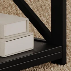 2-Tier Coffee Table For Small Spaces, X-Frame Living Room Low Coffee Table With Storage Shelf -Baxton Studio Shop GUEST 375e52b8 0789 46b4 af8b bd414a521e59