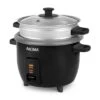 Aroma 6 Cup Rice Cooker With Outer Steam Tray Black: 2 Quart, One-Touch, Nonstick, Includes Accessories