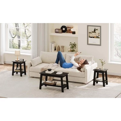 31.5" Industrial Farmhouse Coffee Table With 2-Tier Storage, Rustic Wooden Finish Side Tables For Living Room And Bedroom, Narrow Space-Saving Design 1 31.5" Industrial Farmhouse Coffee Table With 2-Tier Storage, Rustic Wooden Finish Side Tables For Living Room And Bedroom, Narrow Space-Saving Design