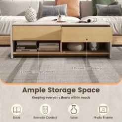 Tangkula Home Coffee Table W/ 2 Drawers & 2 Storage Shelf Rectangle Table Cocktail Table -Baxton Studio Shop GUEST 377938f2 d9ed 4274 8dbc 3b90efb8a99b