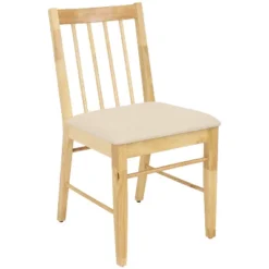 Sunnydaze Decor Sunnydaze Indoor 5-Piece Solid Rubberwood Dining Table And Chairs Set - Natural With Beige Cushions -Baxton Studio Shop GUEST 3794e8e9 71ad 4b33 84bf 7e3e3074a463