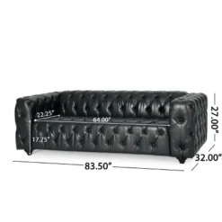 Sagewood Contemporary Faux Leather Tufted 3 Seater Sofa Midnight Black/Dark Brown - Christopher Knight Home -Baxton Studio Shop GUEST 379a548f 42af 4d2b bceb 1da36fc97cd1