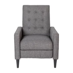 Emma And Oliver Jules Mid-Century Modern Button Tufted Upholstered Easy Pushback Recliner With Wooden Legs -Baxton Studio Shop GUEST 37a27053 d49d 4f53 af21 7130d5dab8fd
