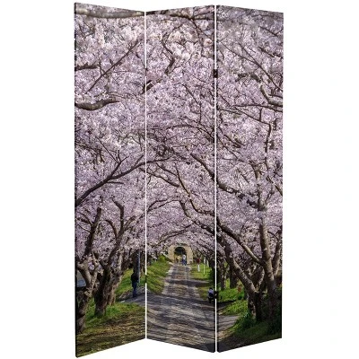 6" Double Sided Lavender Road Canvas Room Divider Purple - Oriental Furniture 2 6" Double Sided Lavender Road Canvas Room Divider Purple - Oriental Furniture - Image 2