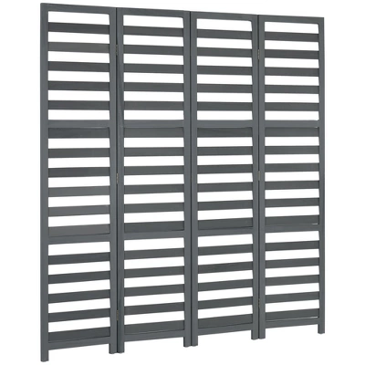 HOMCOM 5.6' 4 Panel Room Divider Folding Privacy Screen Panel, Louvred Freestanding Privacy Divider, White / Grey 3 HOMCOM 5.6' 4 Panel Room Divider Folding Privacy Screen Panel, Louvred Freestanding Privacy Divider, White / Grey - Image 3