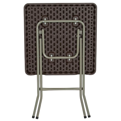 Flash Furniture 1.95-Foot Square Brown Rattan Plastic Folding Table 8 Flash Furniture 1.95-Foot Square Brown Rattan Plastic Folding Table - Image 8