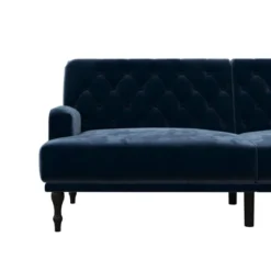 Lyla Upholstered Velvet Futon Blue - Room & Joy -Baxton Studio Shop GUEST 38120311 a001 4f4a 8c47 ae34f89ea3e0
