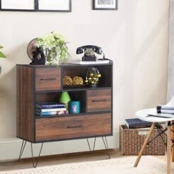 Costway Sideboard Storage Cabinet Multipurpose Display Unit W/Metal Leg & Drawers Walnut 13 Costway Sideboard Storage Cabinet Multipurpose Display Unit W/Metal Leg & Drawers Walnut -Baxton Studio Shop GUEST 3825322c a0c5 45b3 85f2 fec6102b6a72