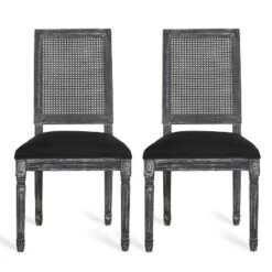 Christopher Knight Home Brownell French Country Fabric Upholstered Wood And Cane Dining Chairs (Set Of 2) -Baxton Studio Shop GUEST 38610559 164c 47e7 bd28 b5b06612f13d