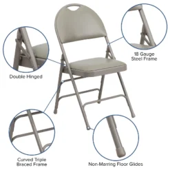 Flash Furniture 4 Pack HERCULES Series Extra Large Ultra-Premium Triple Braced Metal Folding Chair With Easy-Carry Handle -Baxton Studio Shop GUEST 38746faf f0db 4741 a90a b32fb992eaae