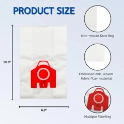 Nispira 3D Airclean FJM Vacuum Cleaner Bags For Miele FJM Compact C1, C2, Complete C1, S241, S290, S300i, S500, S700, S4, S6 10123220, 24 Packs