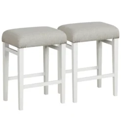 Costway 24" Height Set Of 2 Bar Stools Backless Counter Height Kitchen Chairs With Wooden Legs Gray -Baxton Studio Shop GUEST 394adc84 6df1 4504 b8c0 85e3d1141411