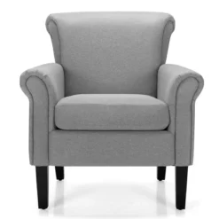 Costway Set Of 2 Upholstered Fabric Accent Chairs W/ Rubber Wood Legs Dark GrayLight Gray -Baxton Studio Shop GUEST 3988bdf8 d8db 4981 a1df 939a8a0d7bd0