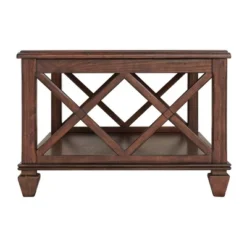 45" Bridgton Wood Coffee Table Cherry - Alaterre Furniture: Mid-Century Modern, Lower Shelf -Baxton Studio Shop GUEST 398f6951 e371 497f 907f 27e59486b746