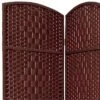 7 Ft. Tall Diamond Weave Room Divider - Dark Red (6 Panels)