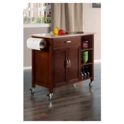 Mabel Kitchen Cart Wood/Walnut/Natural - Winsome -Baxton Studio Shop GUEST 39c4f24f 2047 4308 9b8a bd2a5219ec71