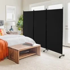 Costway 3-Panel Folding Room Divider 6Ft Rolling Privacy Screen WithLockable Wheels Black/Brown/Grey/White 14 Costway 3-Panel Folding Room Divider 6Ft Rolling Privacy Screen WithLockable Wheels Black/Brown/Grey/White -Baxton Studio Shop GUEST 3a2d7d25 20bd 4a3a 831d 6bdcc50b7295