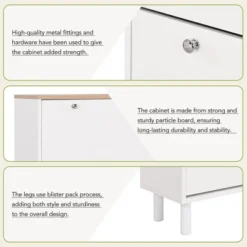 Narrow Design Shoe Cabinet With 3 Flip Drawers, 3 Hooks And Adjustable Panels - ModernLuxe -Baxton Studio Shop GUEST 3a51c974 bd25 45cf 9162 574abe91293a