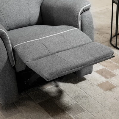 HOMCOM Manual Recliner Armchair With Thick Padded Headrest, Back And Footrest And Adjustable 150 Degree Angle, Gray 4 HOMCOM Manual Recliner Armchair With Thick Padded Headrest, Back And Footrest And Adjustable 150 Degree Angle, Gray - Image 4