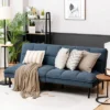 Costway Modern Convertible Futon Sofa Bed Linen Fabric Folding Couch Recliner GreyAquamarineBlue