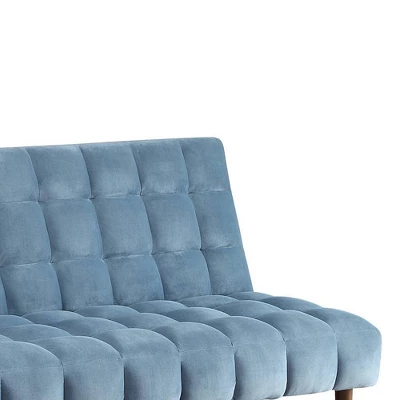 76" Yolandi Futon Teal Velvet/Dark Walnut Finish - Acme Furniture 4 76" Yolandi Futon Teal Velvet/Dark Walnut Finish - Acme Furniture - Image 4