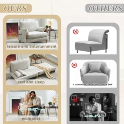 TiramisuBest 3-in-1 Convertible Sleeper,Foldable Sofa Bed Recliner With Three Pillows For Small Spaces -Baxton Studio Shop GUEST 3ae0b220 385a 48c5 82e4 ca1cff2161a0