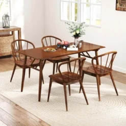 Costway Wooden Dining Chair Set Of 2/4 With High Spindle Back Rubber Wood Legs Wide Seat -Baxton Studio Shop GUEST 3ae685dd f780 4e47 a5d3 518fc310e198