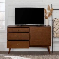 Mid-Century Modern With Closed Storage TV Stand For TVs Up To 58" Walnut - Saracina Home -Baxton Studio Shop GUEST 3ae8f806 6b03 47b3 bca8 7ce73d560a21