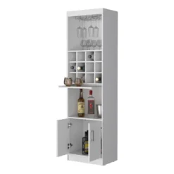 Gulches Compact Multifunctional Bar Cabinet With Integrated Wine Storage, Multiple Shelves And 2 Doors High Quality Design -Baxton Studio Shop GUEST 3af6409f f37a 4d88 9f27 83898ae9d9be