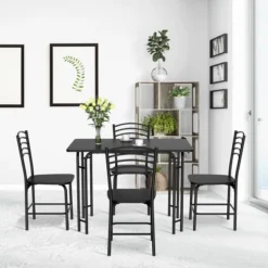Costway 5 Piece Dining Set Home Kitchen Table 29.5'' And 4 Chairs With Metal Legs Modern Black -Baxton Studio Shop GUEST 3afcacfb c070 4517 bbbb 85312c0b56c5