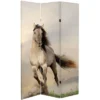 6" Double Sided Galloping Horses Canvas Room Divider - Oriental Furniture