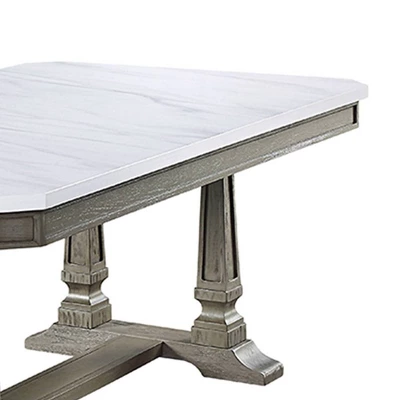 71" Zumala Dining Table Marble/Weathered Oak Finish - Acme Furniture 4 71" Zumala Dining Table Marble/Weathered Oak Finish - Acme Furniture - Image 4