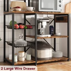 70.1" Bakers Rack With Power Output, Coffee Bar Station With 2 Big Metal Basket, Large Storage Rack, Coffee Stand Station 8 70.1" Bakers Rack With Power Output, Coffee Bar Station With 2 Big Metal Basket, Large Storage Rack, Coffee Stand Station -Baxton Studio Shop GUEST 3b09a9be 42b0 47eb 916b 5a30f40256a7