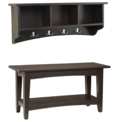 Shaker Cottage Storage Coat Hook With Bench Set - Alaterre Furniture -Baxton Studio Shop GUEST 3b268fe4 b9a0 45a9 82c3 189c59b9cf33