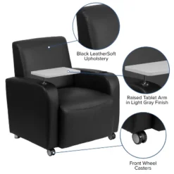 Flash Furniture LeatherSoft Guest Chair With Tablet Arm, Front Wheel Casters And Cup Holder -Baxton Studio Shop GUEST 3b2de55d 82a9 4fa8 8257 0e4ca978650e