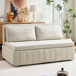 Mjkone W62''Pull Out Sofa Bed, 3-in-1 Modern Pull Out Leathaire Fabric Sleeper Sofa Couch,Chaise Lounge -Baxton Studio Shop GUEST 3b5fa6fa bd28 4524 8256 9a055dc157bb