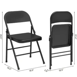 Whizmax Solo Classic Home Adult Modern Metal Indoor Auditorium Padded Folding Chairs, Black (Set Of 4) -Baxton Studio Shop GUEST 3b6605ad 7e8f 4312 b849 b7f549f3192e