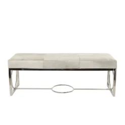 Contemporary Decorative Stainless Steel Cowhide Bench Silver - Olivia & May -Baxton Studio Shop GUEST 3b8c1799 611b 4682 bcc0 d9fbc0f95217
