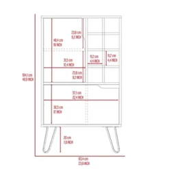 Gulches 4 Shelf Liquor Cabinet With 8 Wine Bottle Cubbies, Spacious Top For Glasses, 2 Single-Door Cabinets, Ideal For Narrow Spaces -Baxton Studio Shop GUEST 3bac4658 5835 48bf 8fbc 4afd81eba7a2 1