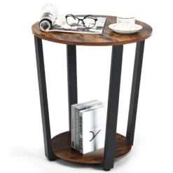 Costway Industrial End Table Metal Frame W/ Storage Shelf -Baxton Studio Shop GUEST 3bb6d3a4 8076 445a 87eb 3a577cc2e740