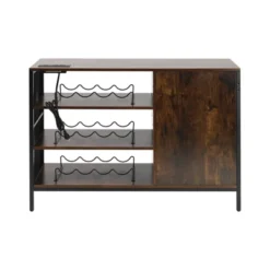 YIYIBYUS Wine Bar Cabinet With Power Outlets, Coffee Bar Cabinet For Liquor And Glasses, Brown -Baxton Studio Shop GUEST 3bb75cf3 1082 43f0 af81 cfe4e47ab4fa