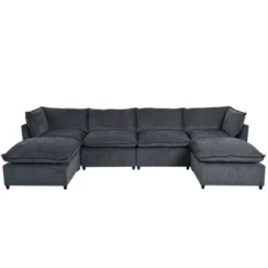 136.2"W Modern Large U-Shape Sectional Sofa, Convertible Sectional Sofa With Removable Ottomans For Living Room,Spacious Space - ModernLuxe 16 136.2"W Modern Large U-Shape Sectional Sofa, Convertible Sectional Sofa With Removable Ottomans For Living Room,Spacious Space - ModernLuxe -Baxton Studio Shop GUEST 3bed758d 73a5 441e 8049 2571bb74908f