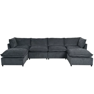 136.2"W Modern Large U-Shape Sectional Sofa, Convertible Sectional Sofa With Removable Ottomans For Living Room,Spacious Space - ModernLuxe 4 136.2"W Modern Large U-Shape Sectional Sofa, Convertible Sectional Sofa With Removable Ottomans For Living Room,Spacious Space - ModernLuxe - Image 4