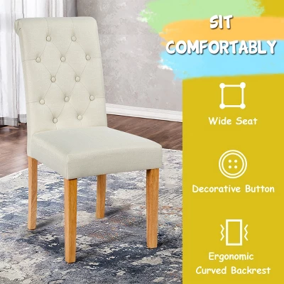 Costway Set Of 2 Parsons Upholstered Fabric Chair With Wooden Legs Pink/Beige/Grey/White&Black 9 Costway Set Of 2 Parsons Upholstered Fabric Chair With Wooden Legs Pink/Beige/Grey/White&Black - Image 9