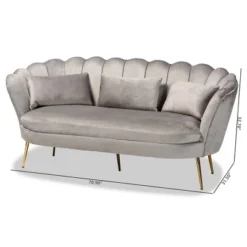 Genia Velvet Fabric Upholstered And Metal Sofa Gray/Gold - Baxton Studio -Baxton Studio Shop GUEST 3c2d3cc0 14f3 44f4 a04f f62e34753e2c