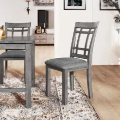 6-Piece Farmhouse Rustic Wooden Dining Table Set With 4 Chairs And Bench, Antique Gray - ModernLuxe -Baxton Studio Shop GUEST 3c34ca9e 4351 423e a9d8 4f405a4fd3ca