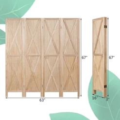 Costway 4Panels Folding Wooden Divider W/x-shaped Design 5.6 Ft Tall Brown -Baxton Studio Shop GUEST 3c504e95 3143 4e57 816a 88f2a62cc4be