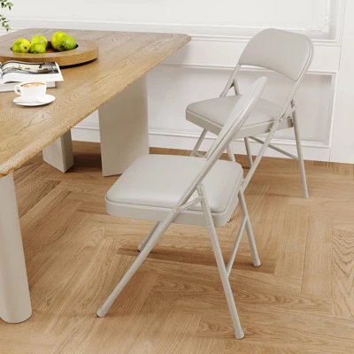 2/4 Pack Folding Chairs, Outdoor Portable Stackable Commercial Seat With Padded Cushion And Back, Metal Frame Chairs For Home 4 2/4 Pack Folding Chairs, Outdoor Portable Stackable Commercial Seat With Padded Cushion And Back, Metal Frame Chairs For Home - Image 4