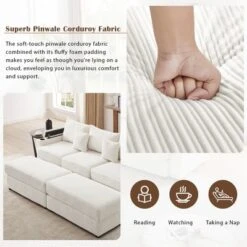 2/4/5/6 Pcs Sectional Sofa Couch, Storage Sofa Chair With Movable Ottoman, USB Ports, Cup Holders, Phone Holder -ModernLuxe -Baxton Studio Shop GUEST 3c630665 c166 41dd 809e 30ed84c5eddf