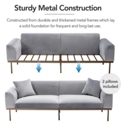 Modern Velvet Loveseat Sofa With Metal Legs And Two Pillows-ModernLuxe 14 Modern Velvet Loveseat Sofa With Metal Legs And Two Pillows-ModernLuxe -Baxton Studio Shop GUEST 3c7a6dc7 9459 4fa4 bd4f d8bf46ba2a43